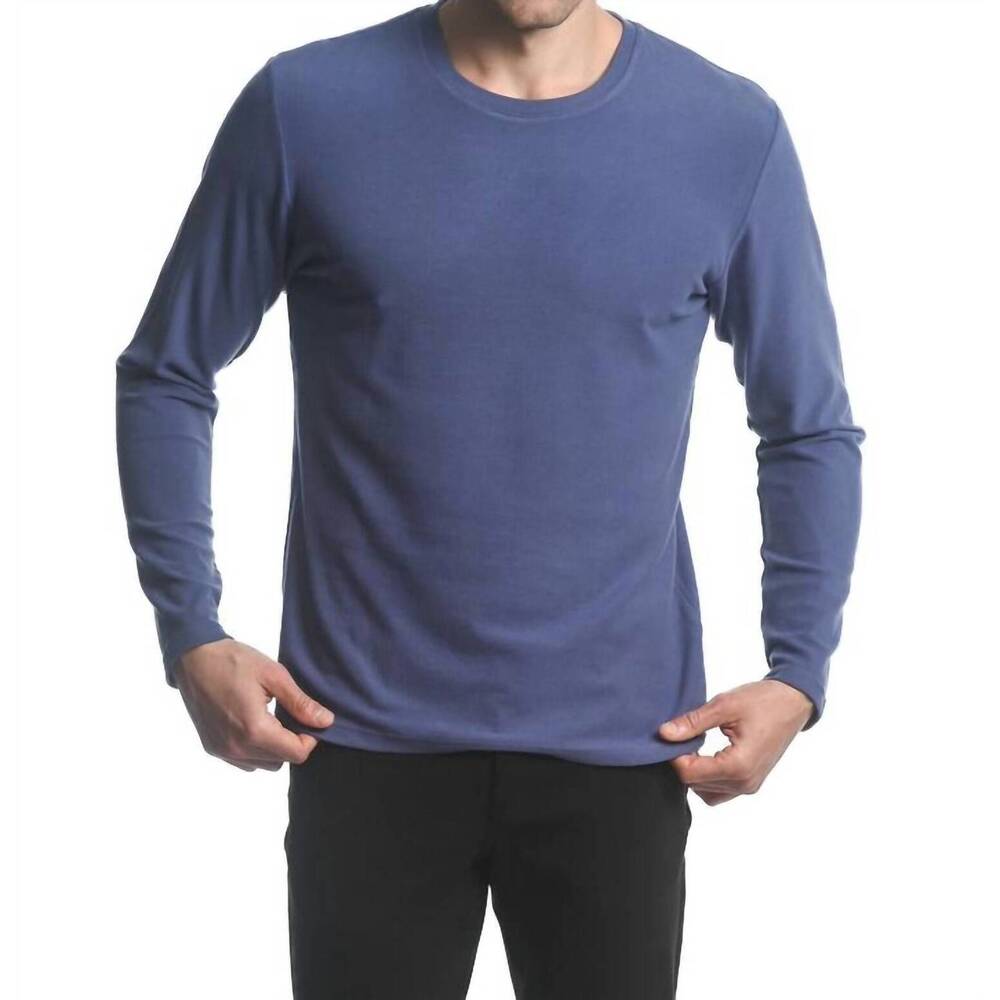 NEW POSTMARC stretch knit long sleeve crew pullover in iris